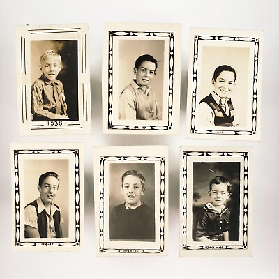 #ad Art Deco Border Student Photo Set 1940s School Boys Classroom Children A4034 $14.95