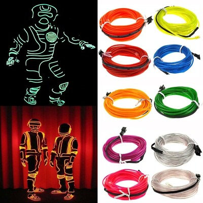 #ad LED Neon Wire Cable Dance Party DIY Costumes Luminous Clothing Light Decoration $18.99