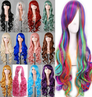 #ad Lady 80cm Curl Fashion Cosplay Costume Hair Full Wavy Party Halloween $17.89
