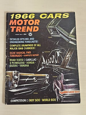 #ad Motor Trend Magazine August 1965 Road Tests 2 Plymouths Hondas Suzuki Yamaha $8.90