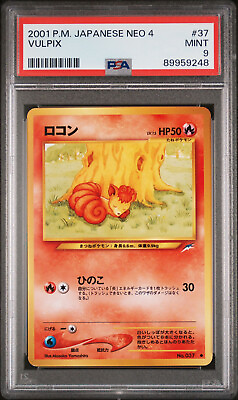 #ad PSA 9 Vulpix No. 037 Neo 4 Darkness and to Light Japanese Pokemon Card $39.99