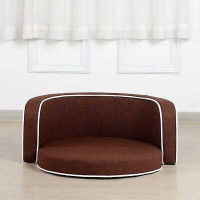 30amp;35quot; Round Pet Sofa Dog Sofa Cat Bed W Wooden Structure Cushion and Line Goods $199.99
