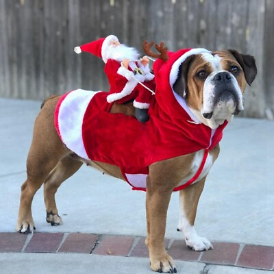 #ad Dog Santa Cosplay Outfit For Christmas Pets Costumes Apparel Party Dressing Up $18.90