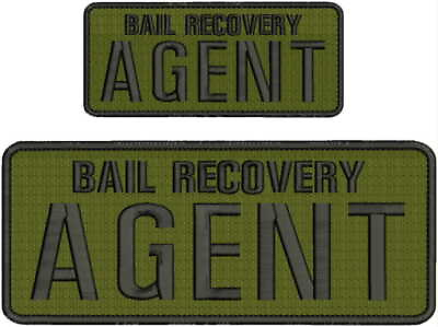 #ad Bail Recovery Agent embroidery patches 4x10 and 2.5x6 hook od green backing $15.99