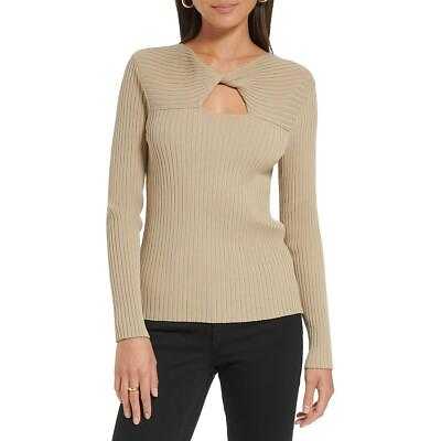 #ad Calvin Klein Womens Cut Out Ribbed Knit Shirt Pullover Sweater Top BHFO 3711 $13.99