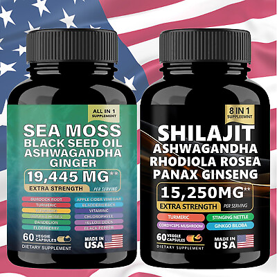 #ad Sea Moss amp; Shilajit Black Seed Oil Turmeric Ashwagandha Ginger Vitamin D $115.99