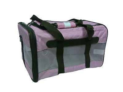 #ad Sherpa Original Deluxe Large Pink W Brown Pet Dog Cat Carrier Diamond Pattern $50.00