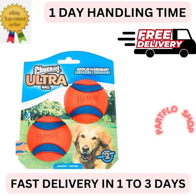 #ad Ultra Ball Dog Toy Medium 2.5 Inch Diameter Pack of 2 for Breeds 20 60 Lbs $7.95