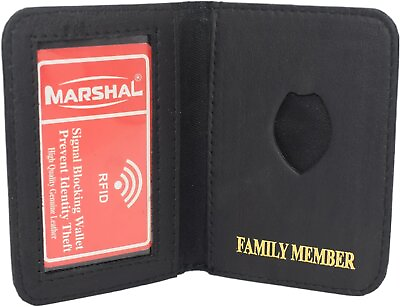 #ad Marshal Family Member Mini Badge Holder Genuine Leather ID Wallet $18.99