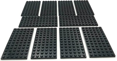 #ad Lego 10 New Black Plates 6 x 12 Stud Pieces $14.99