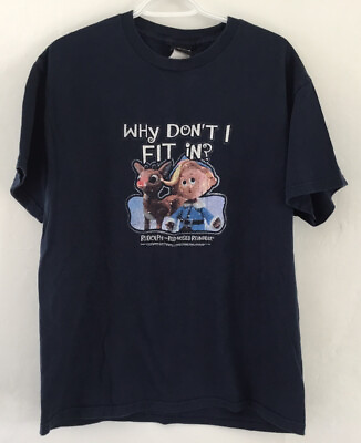 #ad VTG Rudolph Red Nosed Reindeer Misfit Hermey quot;Why Don’t I Fit Inquot; T Shirt top $71.20