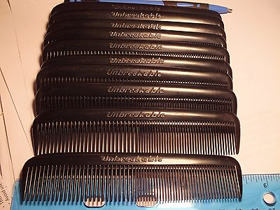 #ad 10 UNBREAKABLE 5 3 8quot; black EXTRA HEAVY DUTY plastic mens pocket combs hair USA $10.00