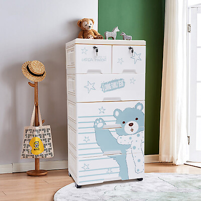 #ad 5 Layers Polar Bear Closet 6Drawers Tall Dresser Organizer Dolls Storage Cabinet $105.73