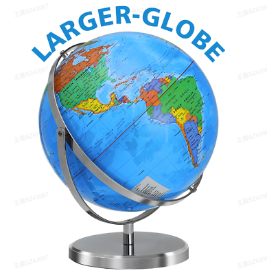 #ad Metal World Globe on Stand Earth Ocean Rotating World Map Desktop Geograph 12#x27;#x27; $49.39