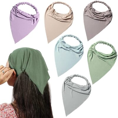 #ad 6 Pack Hair Scarf Headband for Women Elastic Hair Kerchief Large Boho Triangle $34.42