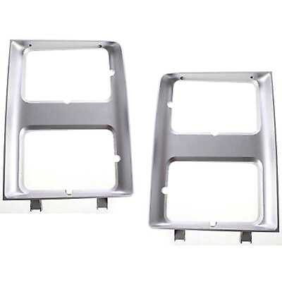 #ad #ad New Headlight Doors Bezels Set of 2 Driver amp; Passenger Side Chevy Silver Pair $28.45