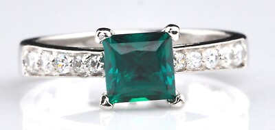 #ad 1.45Ct Natural Green Emerald amp; IGI Certified Diamond Ring In 14KT White Gold $399.00