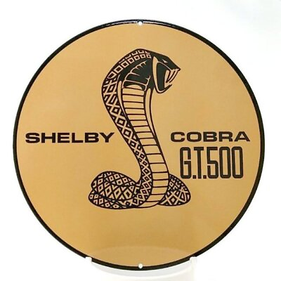#ad Shelby Cobra Snake Gold Bronze GT500 Round – GARAGE ART METAL SIGN 19quot; $74.95