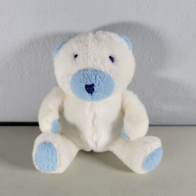 #ad Teddy Bear Plush Soft Cuddly and Irresistible Adorable 5 Inch White and Blue $9.86