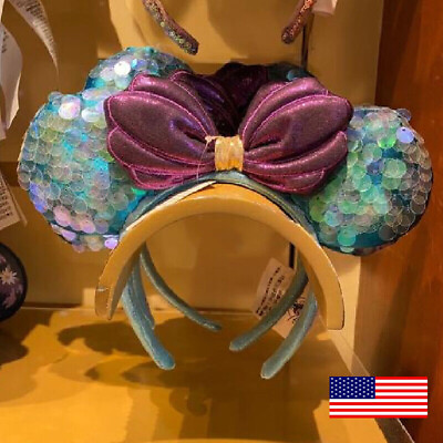 #ad US Disney Parks Little Mermaid Ariel Purple Mickey Minnie Ears Headband 2023 $18.39