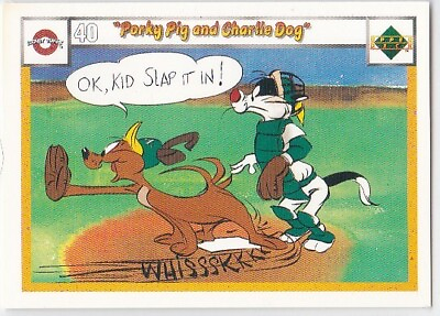 #ad N 1990 Upper Deck Looney Tunes Comic Ball Card #40 49 Porky Pig and Charlie Dog $1.99