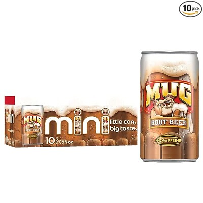#ad Mug Root Beer Soda 7.5 Ounce Mini Cans 10 Pack; Fresh New Fast Free Shipping $10.99