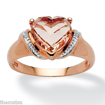 #ad WOMENS HEART CUT MORGANITE ROSE GOLD OVER STERLING SILVER RING 67 8 910 $129.99