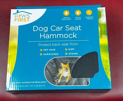 #ad Paws First Dog Car Seat Hammock 55”x49” Water Stain Resistant Seat Cover New $21.99