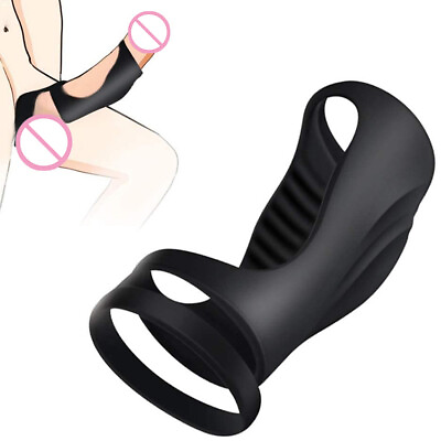#ad Silicone Cock Ring Penis Stretcher Enhancer Couple Men Delay Ball Sleeve $6.07