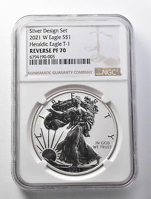 #ad REV PF70 2021 W American Silver Eagle Heraldic T 1 Silver Design Set NGC *5670 $269.00