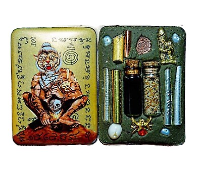 #ad Talisman Locket Big Pujaw Samingprai Necromancer Tiger Amulet Thai Takrud Ajan O $319.00