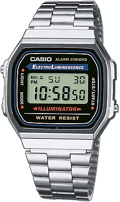 #ad Casio Men#x27;s Quartz Illuminator Alarm Chronograph 36mm Watch A168W 1 $28.99