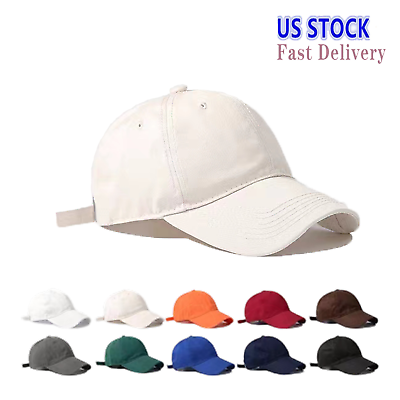 #ad Cap Men Women Cotton Baseball Cap Solid Plain Washed Breathable Adjustable Hat $5.99