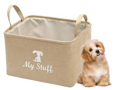 #ad Canvas Dog Toy Storage Dog Toy Basket Box for dog toy bins Dog Big Beige $21.25