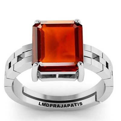 #ad Gomed Hessonite 6.50 Carat stone Silver Adjustable Ring for Men $50.00