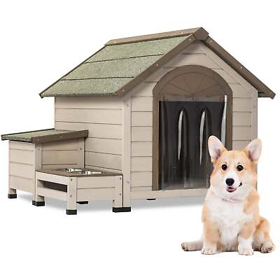 #ad Outdoor Dog House including Feeding Station with 2 bowls and Storage Box $228.00