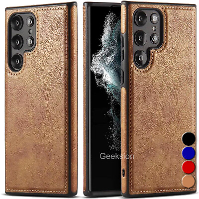 #ad For Samsung Galaxy S24 Ultra S23 S22 S22 Plus Leather Case Slim Shockproof Cover $9.49