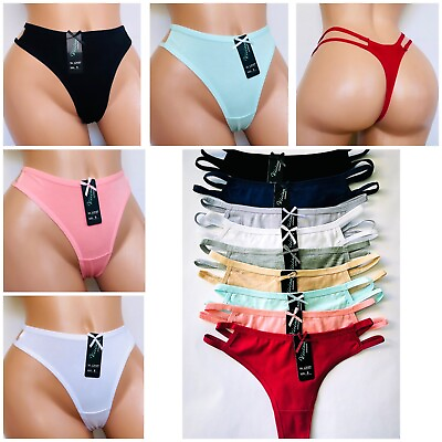 #ad Thong Tangas T Back 3 6 12 Cotton sexy G String Boxer Knicker Lingerie 2127 S XL $14.20