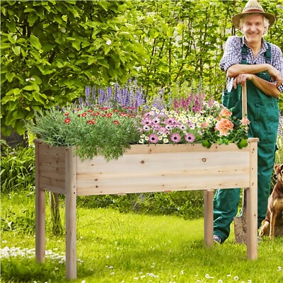 #ad Wood Garden Raised Bed Vegetable Herb Grow Box Elevated Gardening Planter Yard $64.99