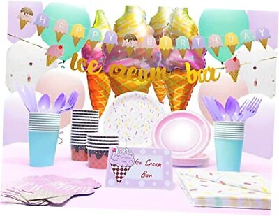 #ad Ice Cream Birthday Party Decorations 192 Piece Set Baby Girl Toddler Kids $38.98