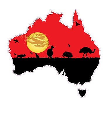 #ad Australia map sticker decal animals vehicle motorhome van truck emu kangaroo AU $160.00