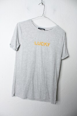 #ad Primark Womens Stitched Slogan Tshirt Grey Size 6 8 76a GBP 2.99