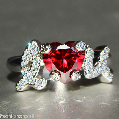 #ad Yayi jewelry 925 Silver Filled Zircon Heart Birthstone Engagement Wedding Ring $2.40