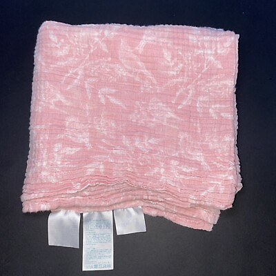#ad Aden Anais Baby Blanket Pink White Bamboo Leaves Muslin Cotton Swaddle Lovey $29.99