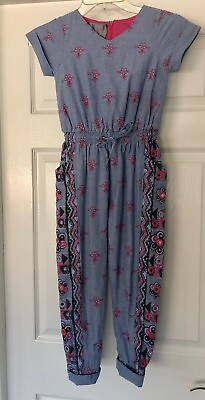 #ad IN A PICKLE Chambray Mix Print Jumper With Pink Size 6 7 SO SO CUTE amp; UNIQUE $19.99