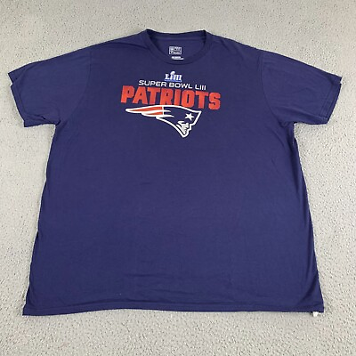 #ad New England Patriots T Shirt Men 2XL Blue Short Sleeve Crew Neck Cotton Fanatics $9.00