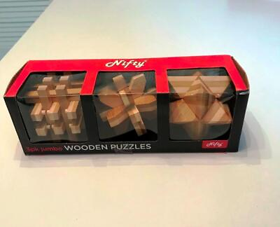 #ad NEW 3D IQ Wooden Intelligence Brain Teasers Game Puzzles NIFTY $25.00