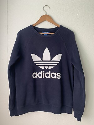 #ad Adidas Navy Blue amp; White Mens Sweatshirt Size Small Comfy Logo $19.99
