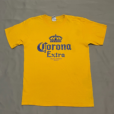 #ad Corona Extra Puerto Vallarta T Shirt Size Small Beer Tourist Yellow $7.00