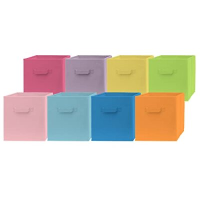 #ad Fabric Storage Bins 8 Pack Fun Colored Durable Storage Cubes 2 Reinforced Handle $35.85